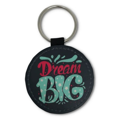 Personalised PU Leather-Effect Keyring. Custom Keychains for Businesses & Logos (Round or Rectangle)