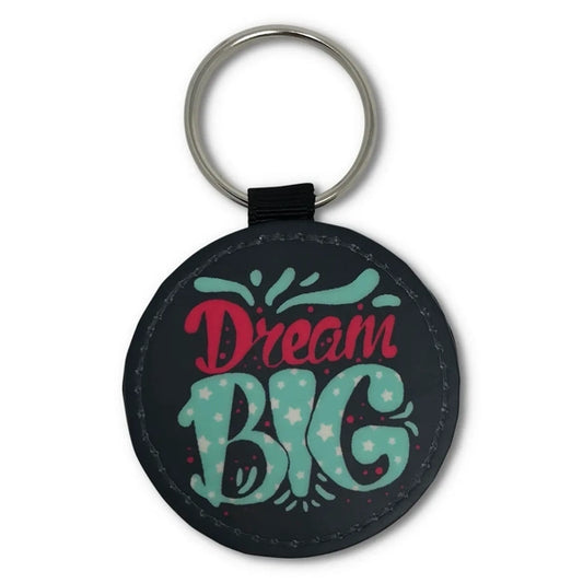 Personalised PU Leather-Effect Keyring. Custom Keychains for Businesses & Logos (Round or Rectangle)