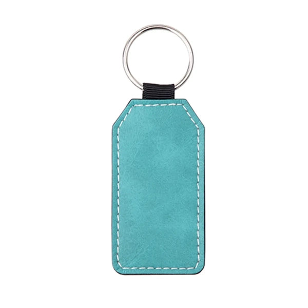 Personalised PU Leather-Effect Keyring. Custom Keychains for Businesses & Logos (Round or Rectangle)
