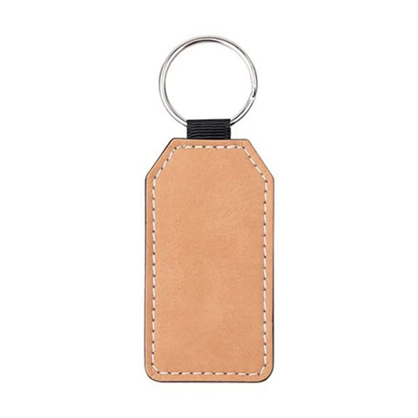 Personalised PU Leather-Effect Keyring. Custom Keychains for Businesses & Logos (Round or Rectangle)