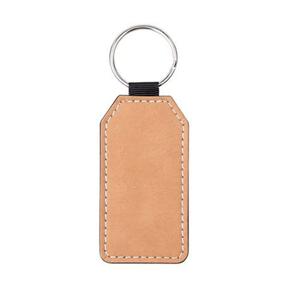 Personalised PU Leather-Effect Keyring. Custom Keychains for Businesses & Logos (Round or Rectangle)
