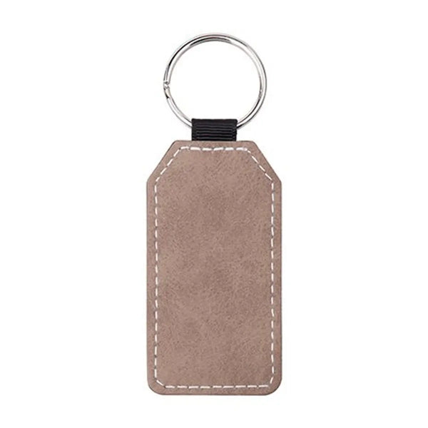 Personalised PU Leather-Effect Keyring. Custom Keychains for Businesses & Logos (Round or Rectangle)