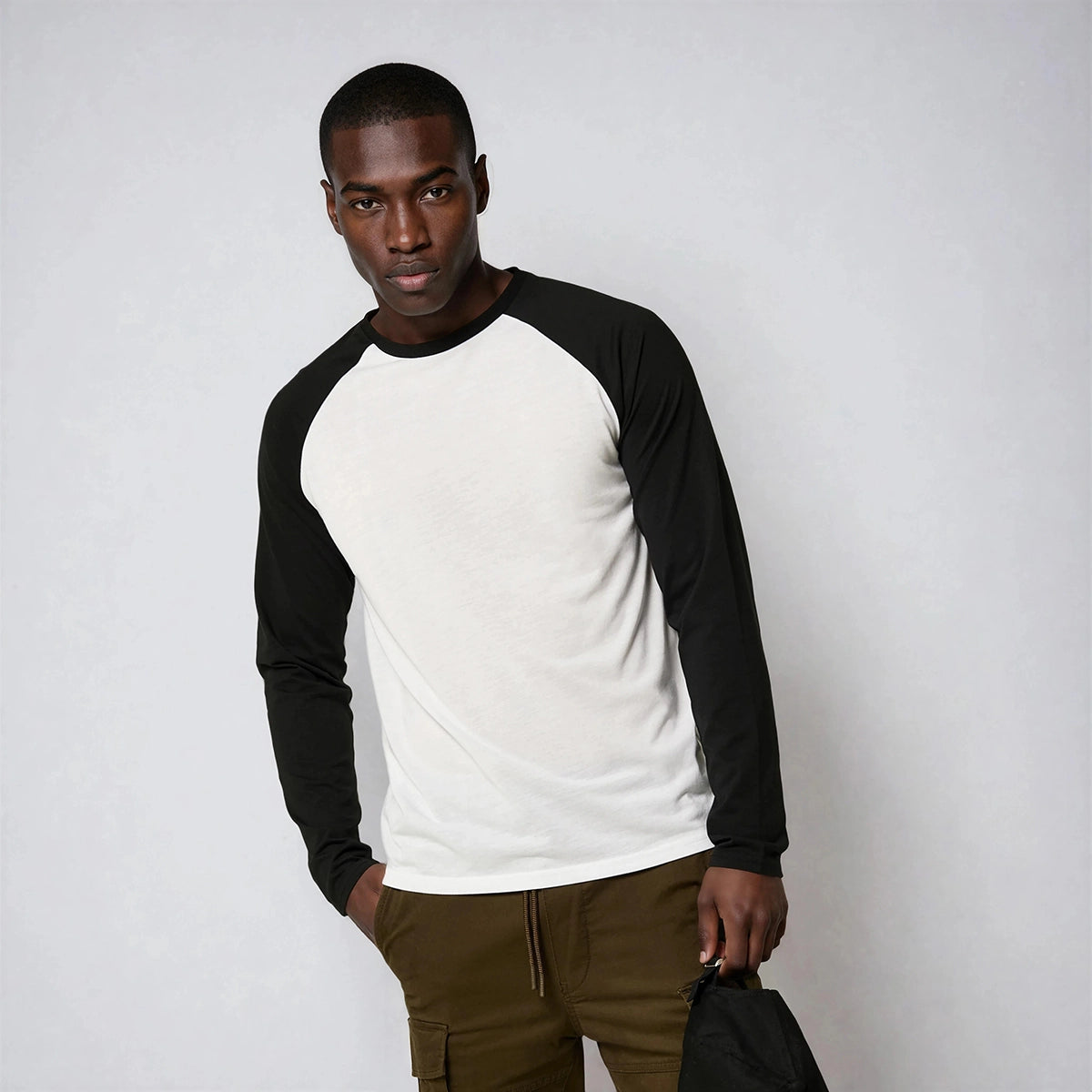 Men’s Personalised Long Sleeve Baseball T-Shirt | Custom Front Photo Print Design – Slim Fit Raglan Tee