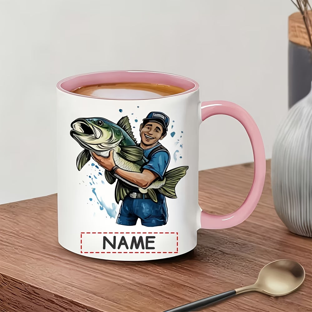 Personalized "Big Catch Fisherman" Ceramic Coffee Mug – Custom Name Fishing & Angler Novelty Cup (M1098)