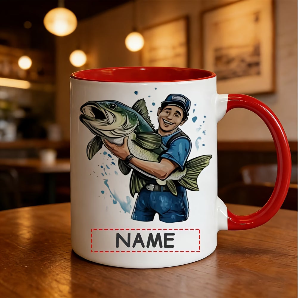 Personalized "Big Catch Fisherman" Ceramic Coffee Mug – Custom Name Fishing & Angler Novelty Cup (M1098)
