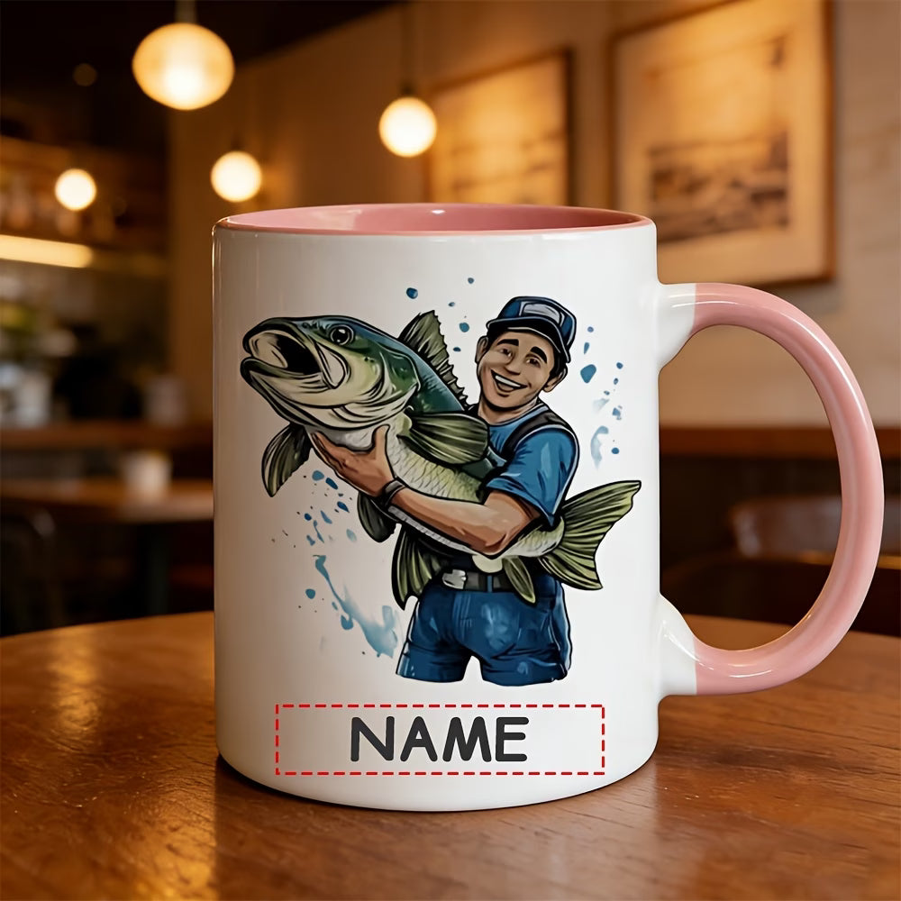 Personalized "Big Catch Fisherman" Ceramic Coffee Mug – Custom Name Fishing & Angler Novelty Cup (M1098)
