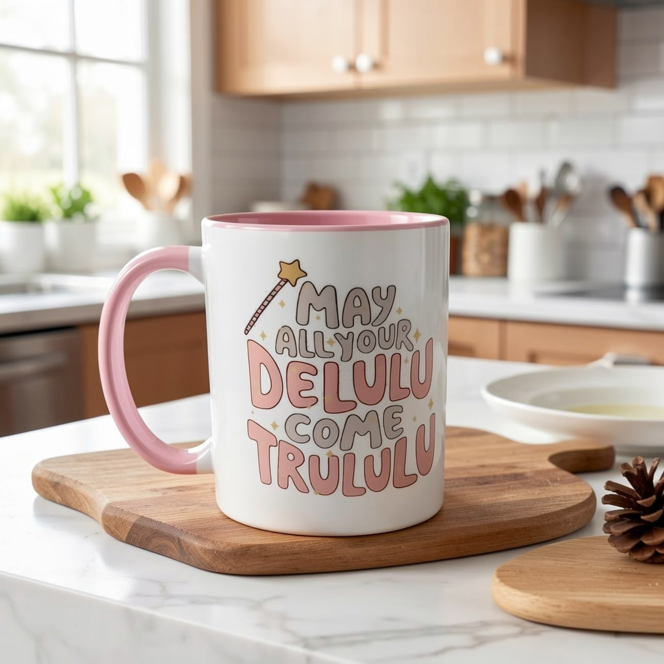 Cute "May All Your Delulu Come Trululu" Ceramic Coffee Mug – Trendy Slang & Manifestation Humor Novelty Cup (M1121)