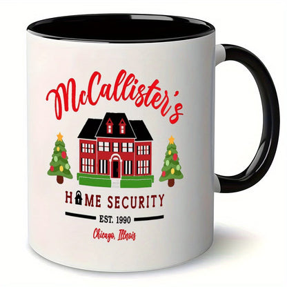 Funny "McCallister's Home Security" Ceramic Coffee Mug – Home Alone Movie Fan, Holiday & Christmas Novelty Cup with Black Accent (M1146)