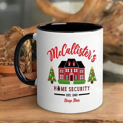 Funny "McCallister's Home Security" Ceramic Coffee Mug – Home Alone Movie Fan, Holiday & Christmas Novelty Cup with Black Accent (M1146)