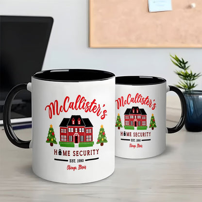 Funny "McCallister's Home Security" Ceramic Coffee Mug – Home Alone Movie Fan, Holiday & Christmas Novelty Cup with Black Accent (M1146)