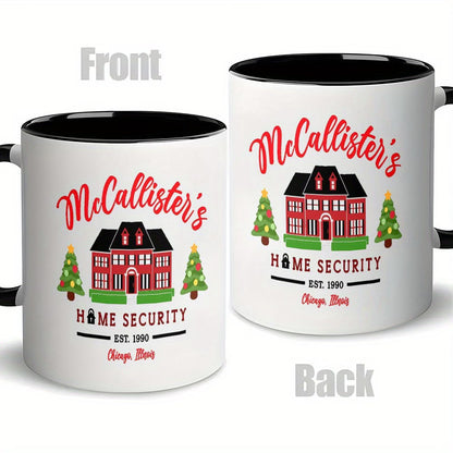 Funny "McCallister's Home Security" Ceramic Coffee Mug – Home Alone Movie Fan, Holiday & Christmas Novelty Cup with Black Accent (M1146)