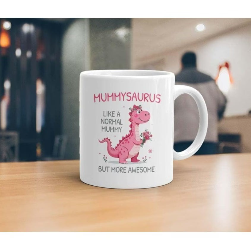 Cute "Mummysaurus" Dinosaur Ceramic Coffee Mug – Funny Mother's Day & Mom Appreciation Novelty Cup (M1131)