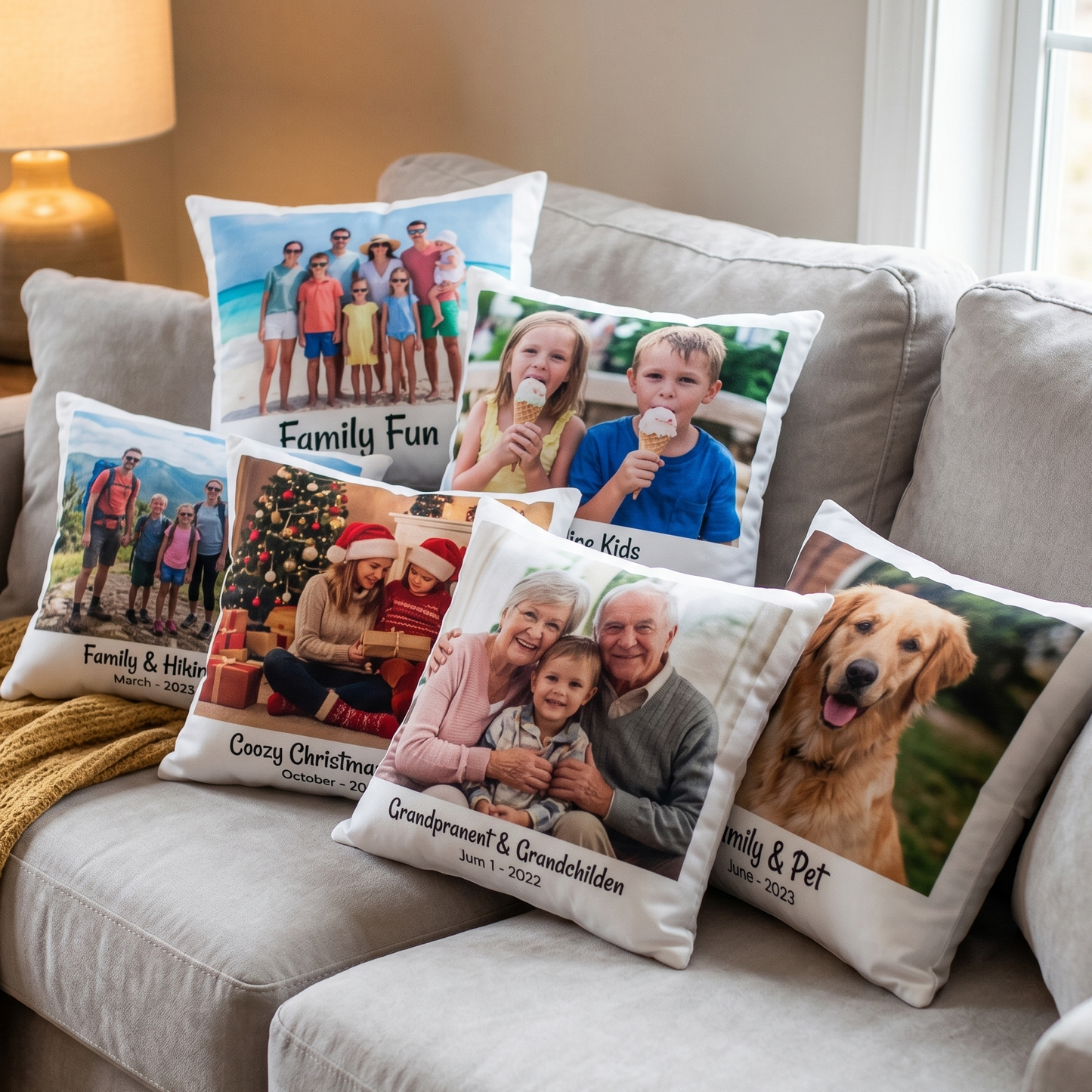 Personalized 40x40cm Canvas Effect Cushion with Filling – Custom Photo Print with Your Memories!