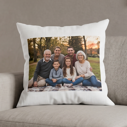 Personalized 40x40cm Canvas Effect Cushion with Filling – Custom Photo Print with Your Memories!