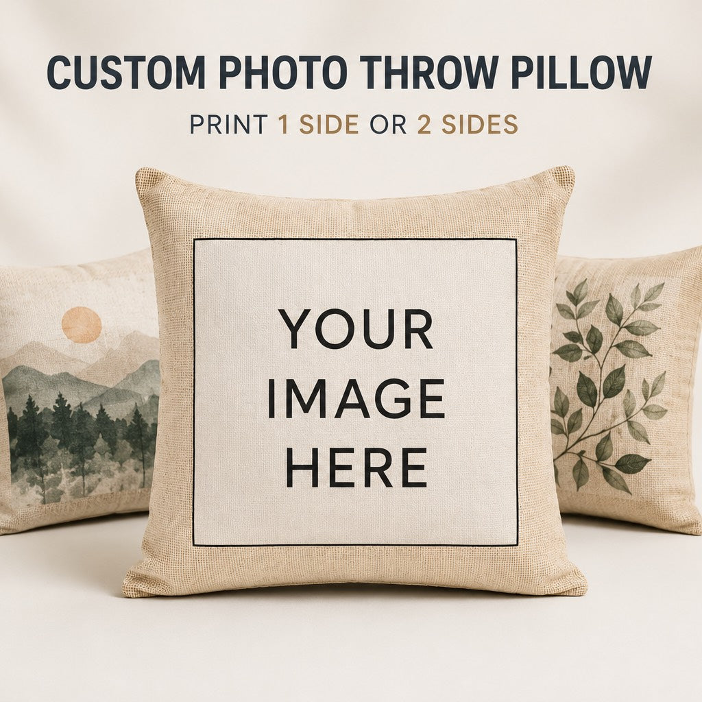 Personalized 40x40cm Linen-Look Cushion Cover – Your Custom Photo on Premium Fabric