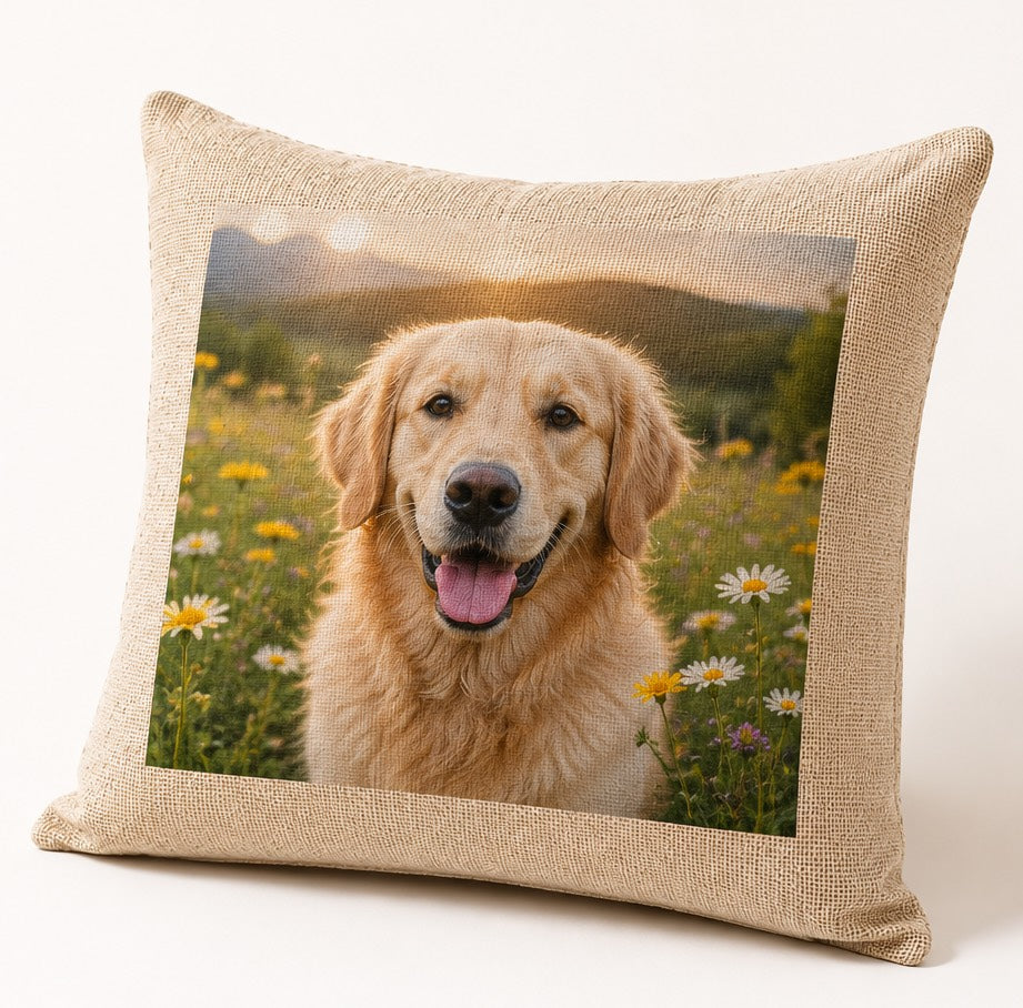 Personalized 40x40cm Linen-Look Cushion with Filling – Custom Photo Print