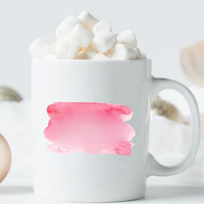Personalized "Pink Watercolor Brushstroke Name" Ceramic Coffee Mug – Custom Name Elegant Script, Minimalist Watercolor & Personalized Gift Novelty Cup (M1162)