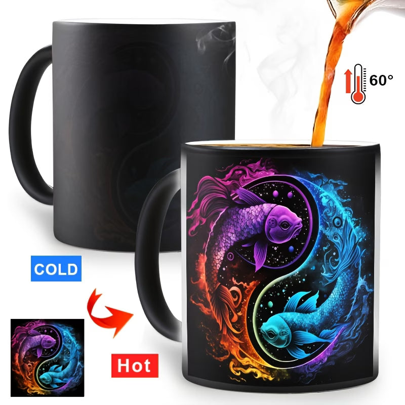 Magic Heat-Changing "Pisces Zodiac" Color-Revealing Ceramic Coffee Mug – Celestial Astrology & Star Sign Novelty Cup (M1083)
