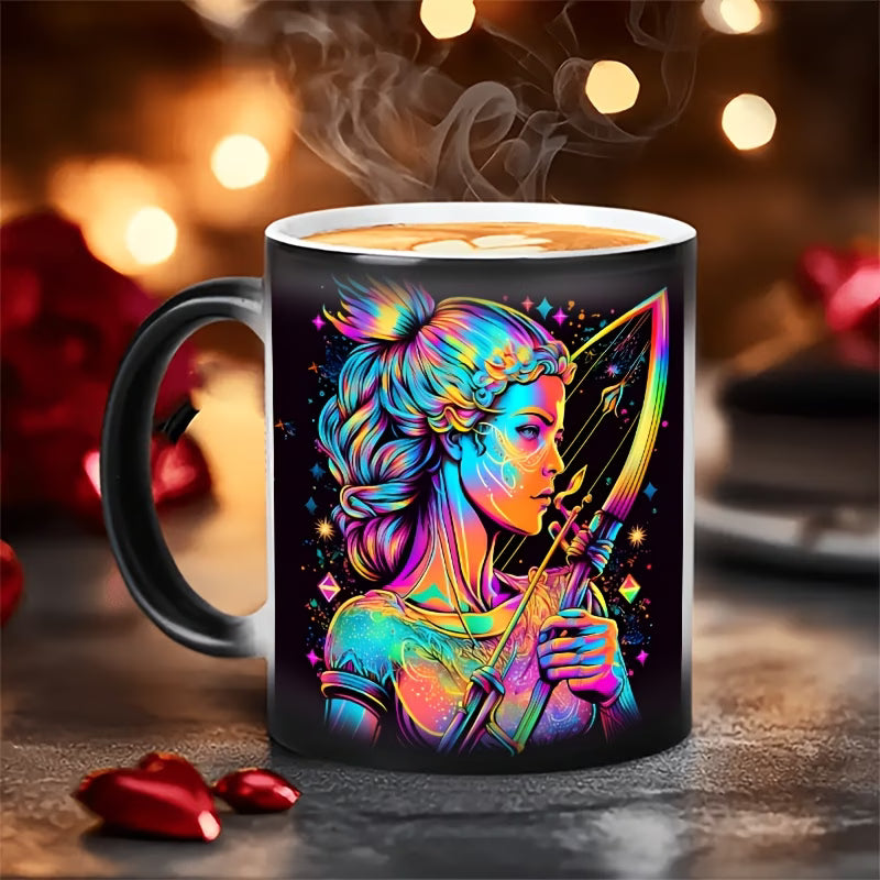 Magic Heat-Changing "Sagittarius Zodiac" Color-Revealing Ceramic Coffee Mug – Celestial Astrology & Star Sign Novelty Cup (M1084)