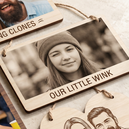 Custom Hanging Wood Frame | Customise with Your Favourite Photos & Family