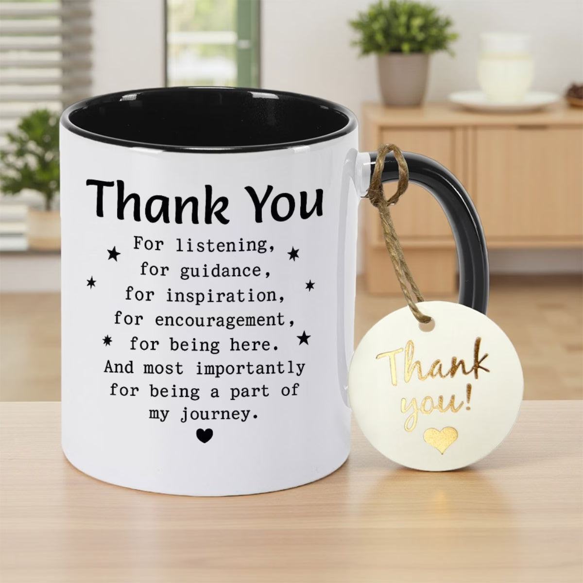 Personalized "Thank You For Being A Part Of My Journey" Ceramic Coffee Mug – Appreciation Quote, Mentor & Teacher Gift, Hanging Gift Tag & Novelty Cup (M1200)