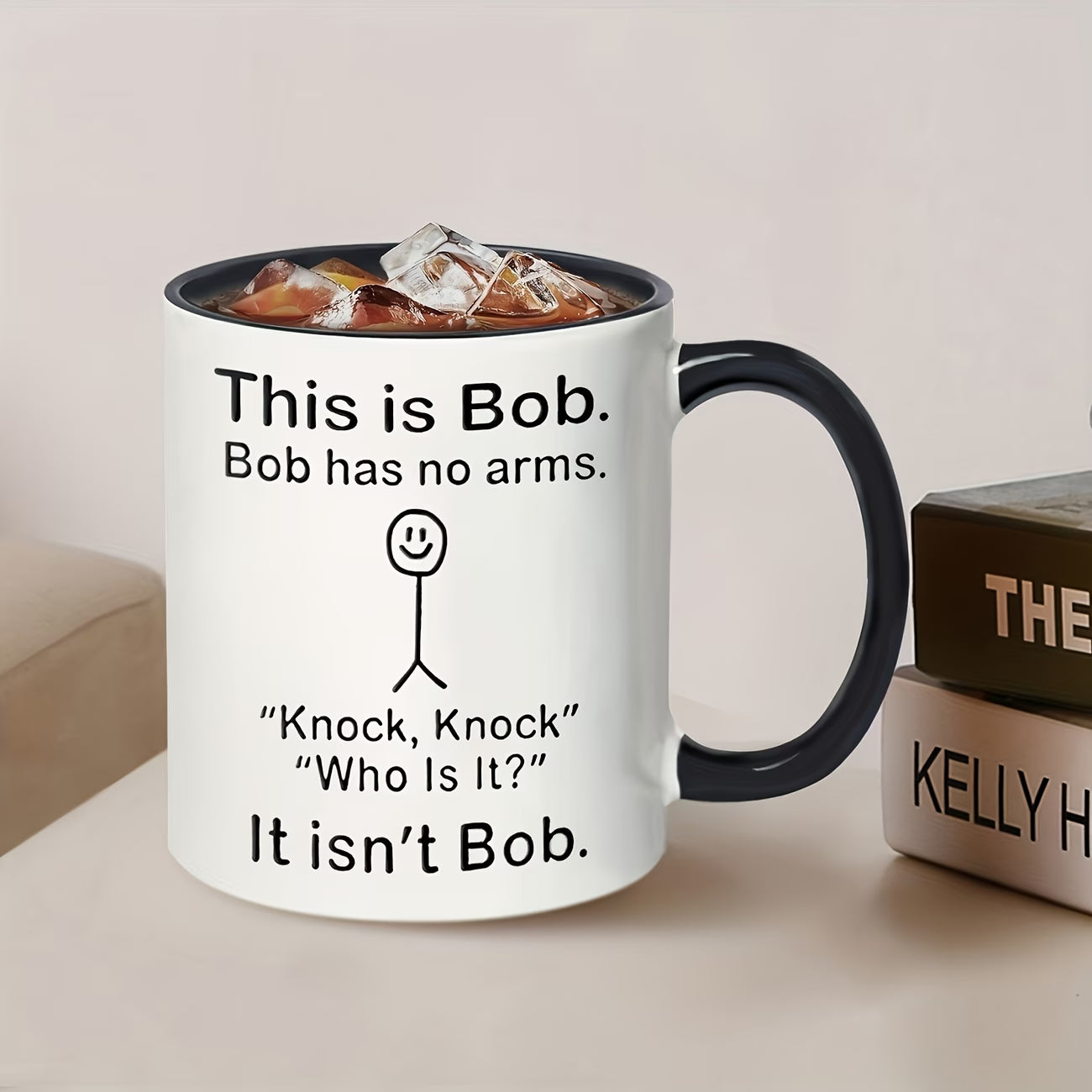 Funny "This Is Bob" Stick Figure Ceramic Coffee Mug – Sarcastic Dark Humor Gag Novelty Cup with Black Accent (M1110)