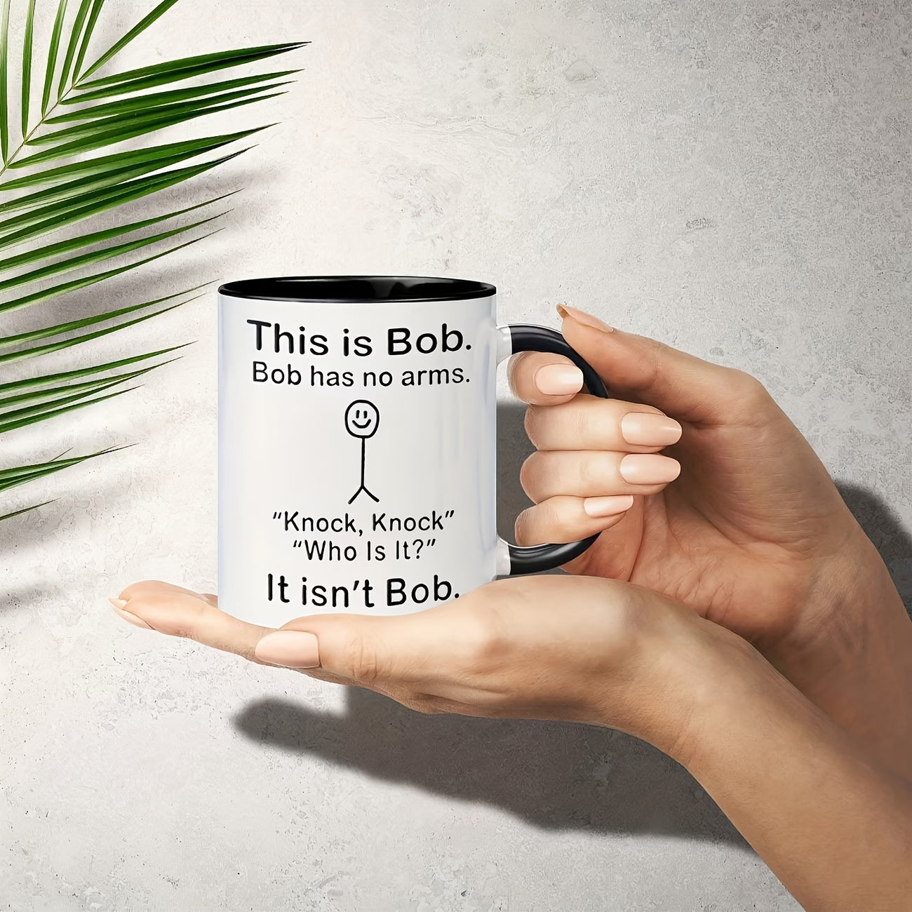 Funny "This Is Bob" Stick Figure Ceramic Coffee Mug – Sarcastic Dark Humor Gag Novelty Cup with Black Accent (M1110)