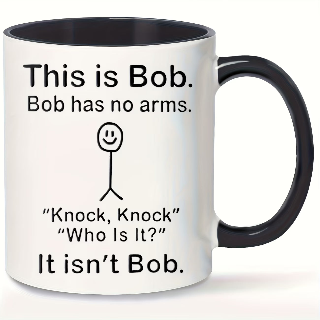 Funny "This Is Bob" Stick Figure Ceramic Coffee Mug – Sarcastic Dark Humor Gag Novelty Cup with Black Accent (M1110)