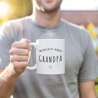 "World's Best Grandpa & Grandma" Matching Ceramic Coffee Mug Set – Cute Grandparents Appreciation & Family Novelty Cup Set (M1135)