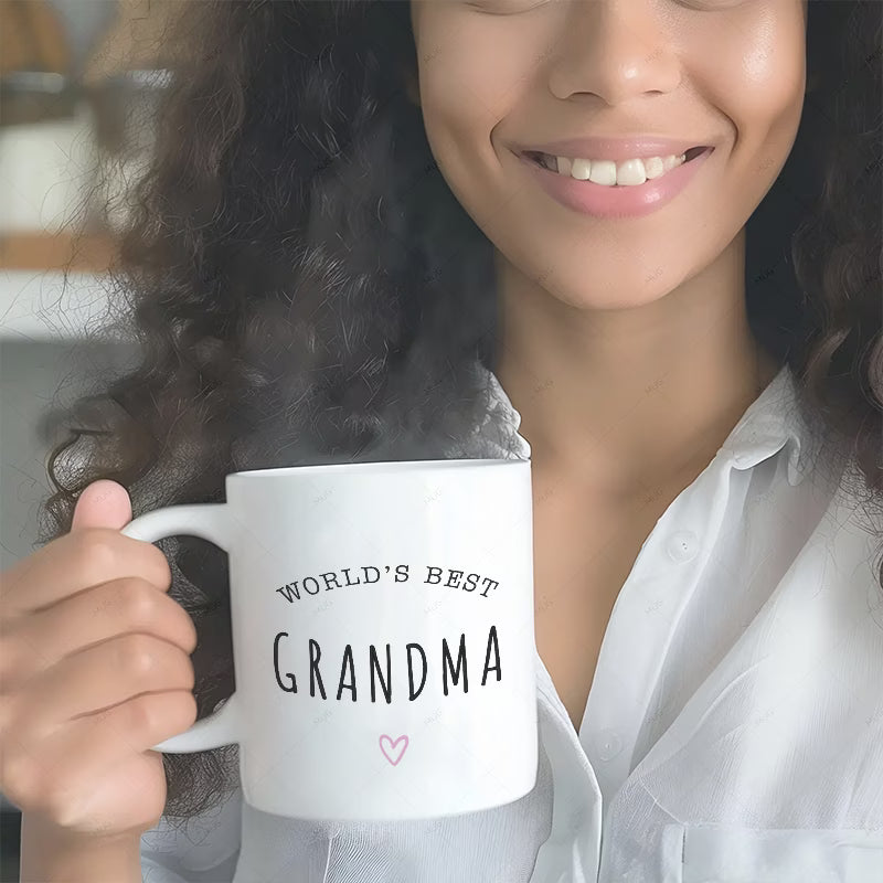 "World's Best Grandpa & Grandma" Matching Ceramic Coffee Mug Set – Cute Grandparents Appreciation & Family Novelty Cup Set (M1135)