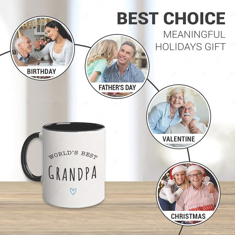 "World's Best Grandpa & Grandma" Matching Ceramic Coffee Mug Set – Cute Grandparents Appreciation & Family Novelty Cup Set (M1135)