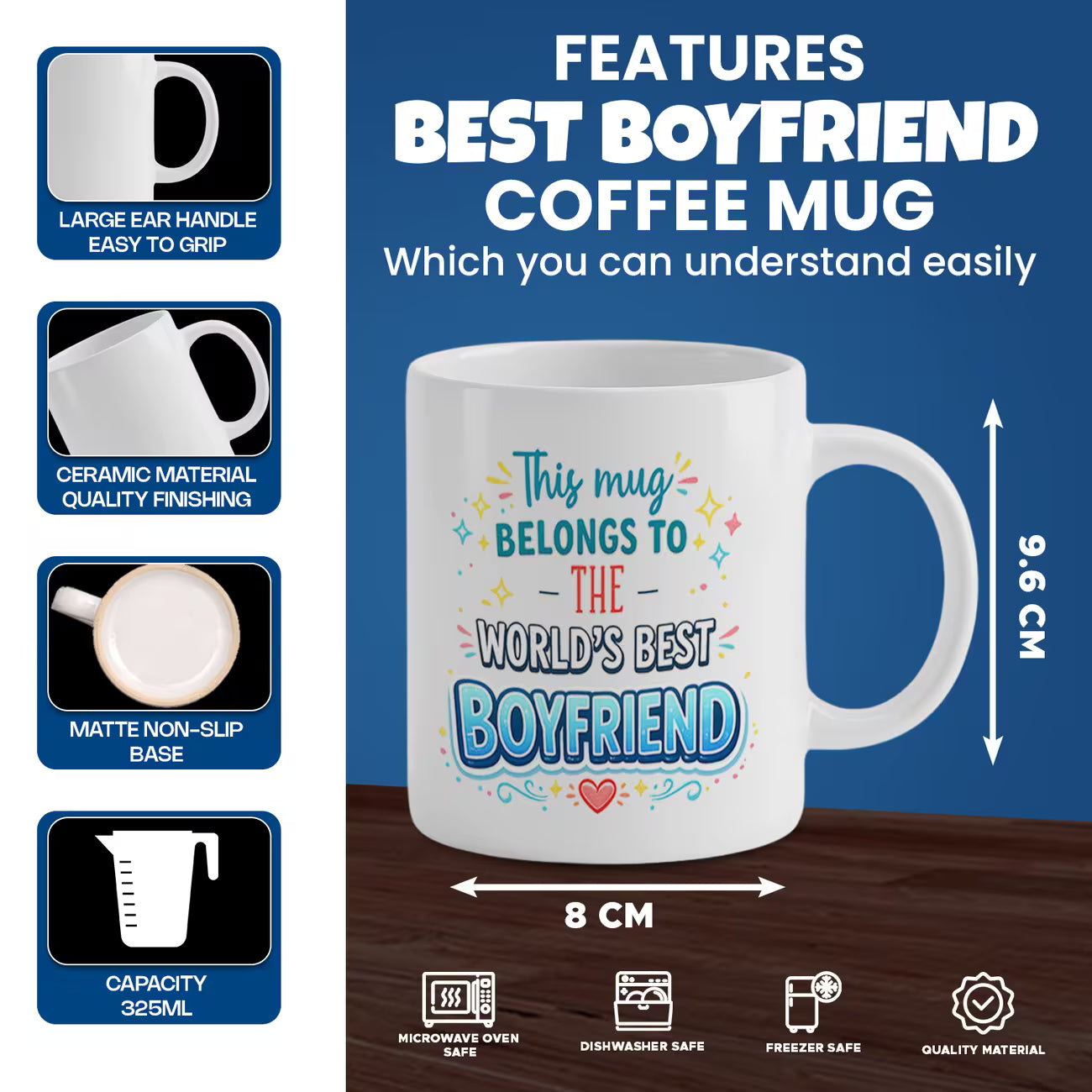 Heartwarming "This Mug Belongs To The World's Best Boyfriend" Ceramic Coffee Mug – Romantic Boyfriend Appreciation Gift Cup (M1062)