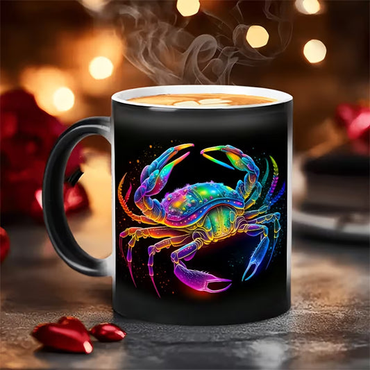 Celestial Cancer Zodiac Magic Color Changing Ceramic Coffee Mug – Galaxy Starry Night Heat-Sensitive Cup (M1039)