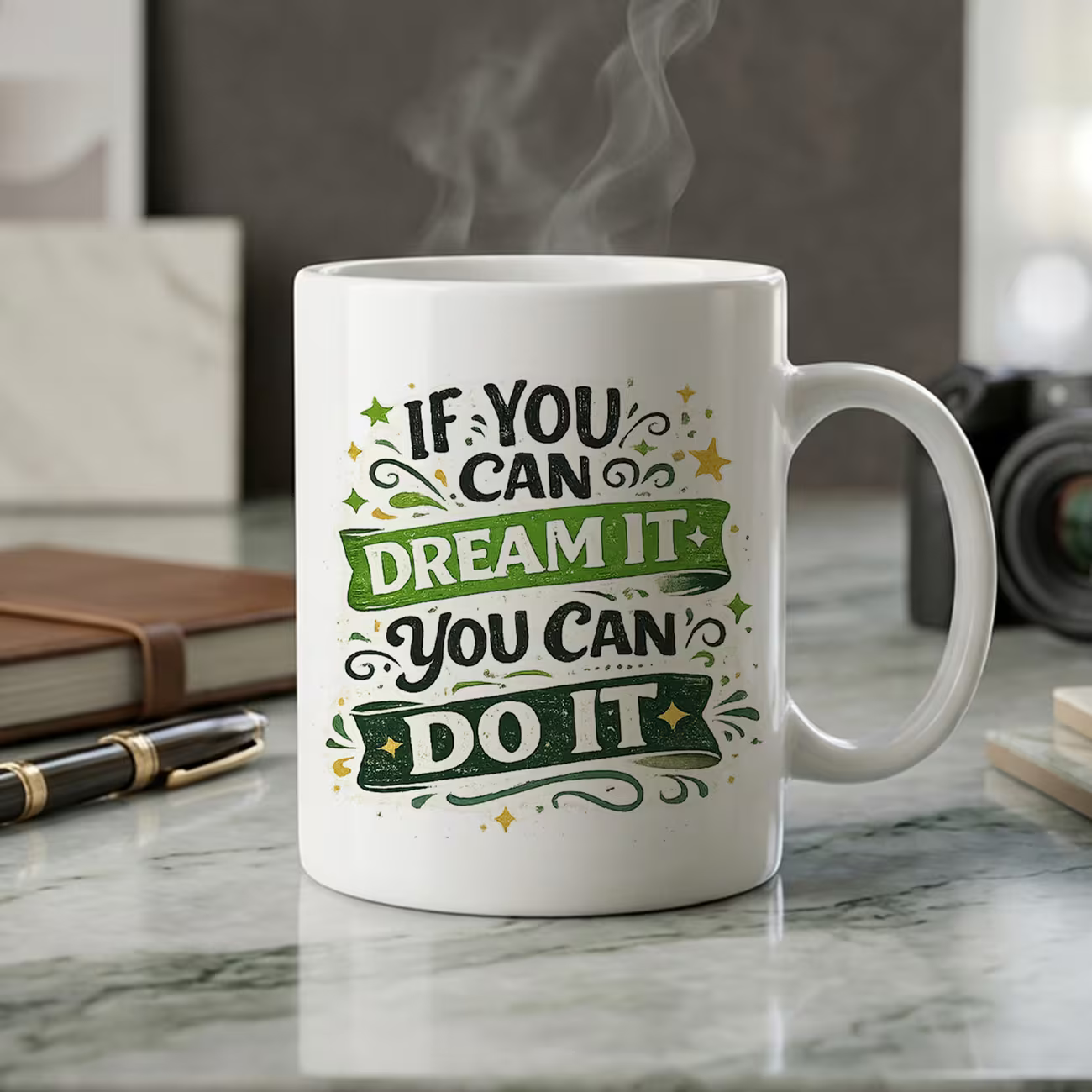Inspiring "If You Can Dream It You Can Do It" Motivational Quote Ceramic Coffee Mug – Uplifting Success & Ambition Novelty Cup (M1064)