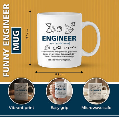 Funny "Engineer Definition" Sarcastic Ceramic Coffee Mug – Humorous Engineering & Tech Professional Novelty Cup (M1085)