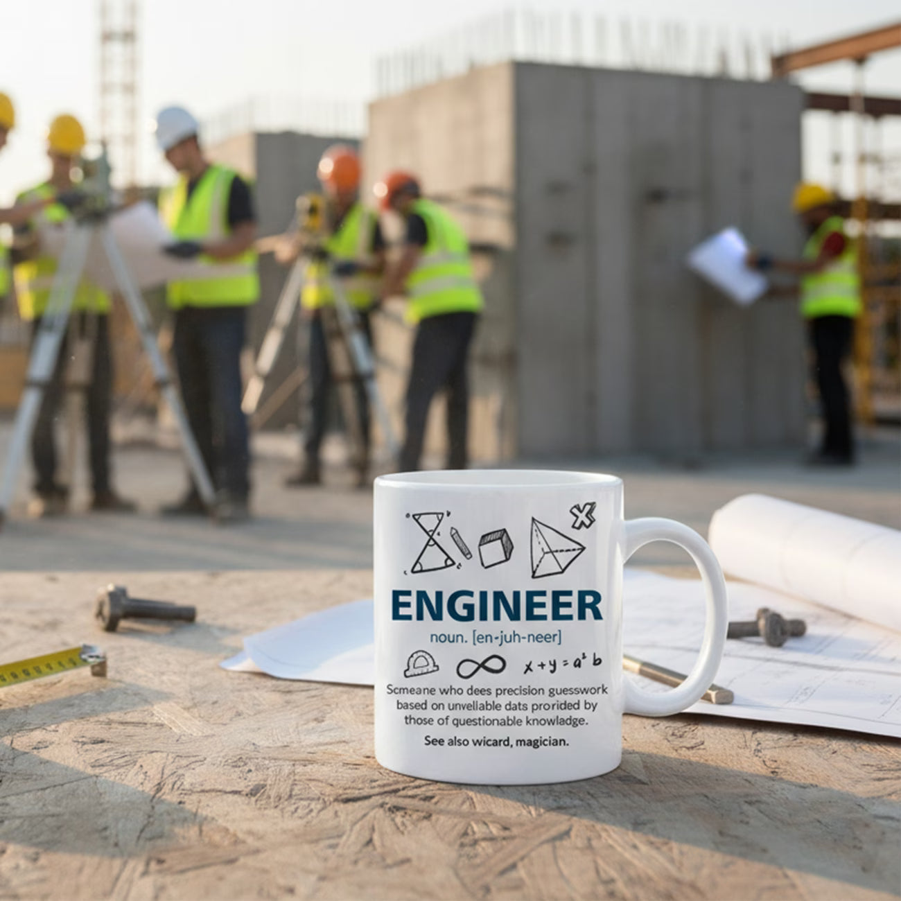 Funny "Engineer Definition" Sarcastic Ceramic Coffee Mug – Humorous Engineering & Tech Professional Novelty Cup (M1085)