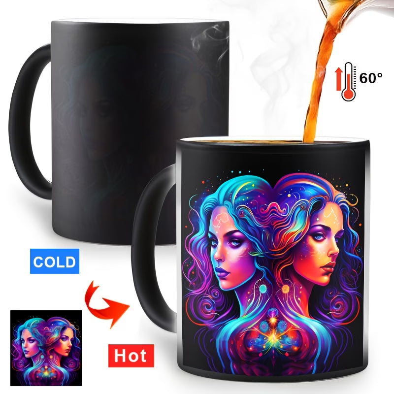 Magic Heat-Changing "Gemini Zodiac" Color-Revealing Ceramic Coffee Mug – Celestial Astrology & Star Sign Novelty Cup (M1082)