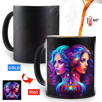 Magic Heat-Changing "Gemini Zodiac" Color-Revealing Ceramic Coffee Mug – Celestial Astrology & Star Sign Novelty Cup (M1082)