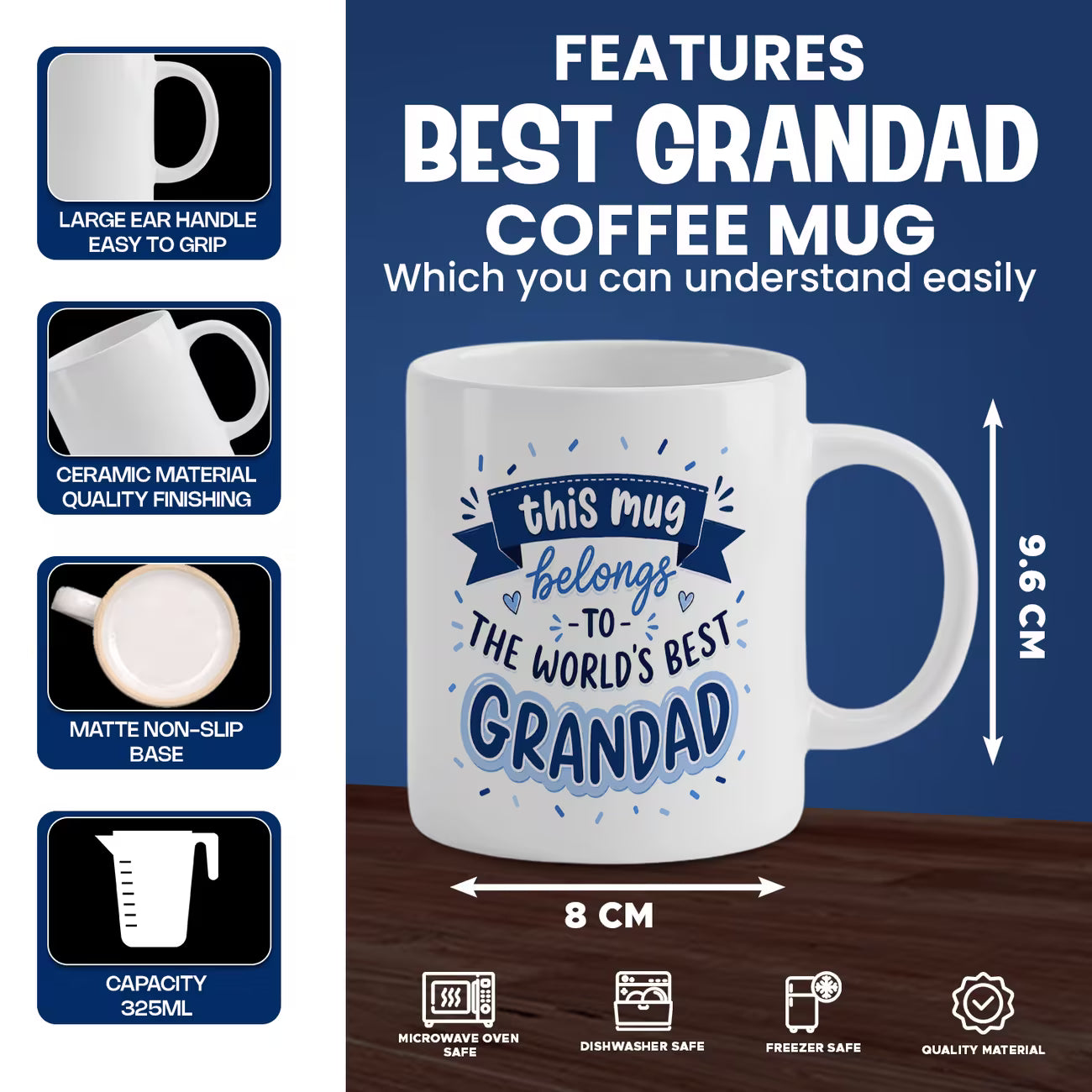 Heartwarming "This Mug Belongs To The World's Best Grandad" Ceramic Coffee Mug – Grandfather Appreciation Gift Cup (M1057)