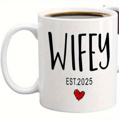 Personalized "Wifey & Hubby" Matching Couple Ceramic Coffee Mugs – Wedding & Anniversary Gift Set Cup (M1058)