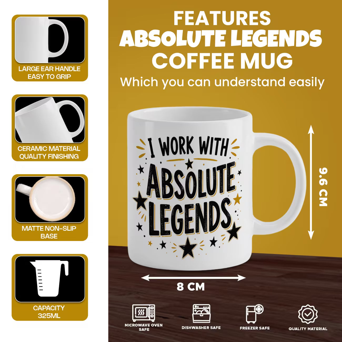 Funny "I Work With Absolute Legends" Ceramic Coffee Mug – Office & Coworker Appreciation Novelty Cup (M1069)