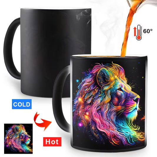 Celestial Leo Zodiac Magic Color Changing Coffee Mug – Heat-Sensitive Starry Galaxy Lion Cup (M1041)